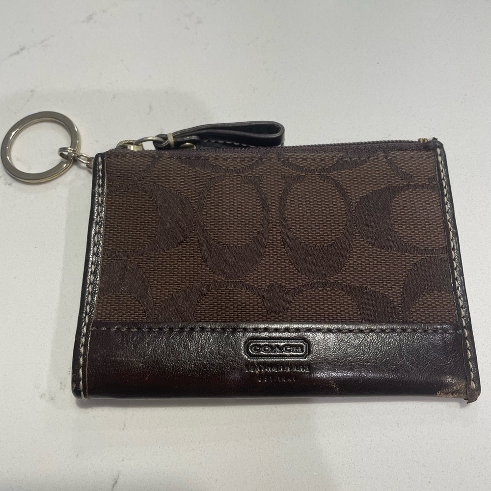 Coach dark brown keychain wallet